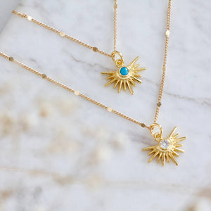 CZ or Turquoise Starburst Necklace