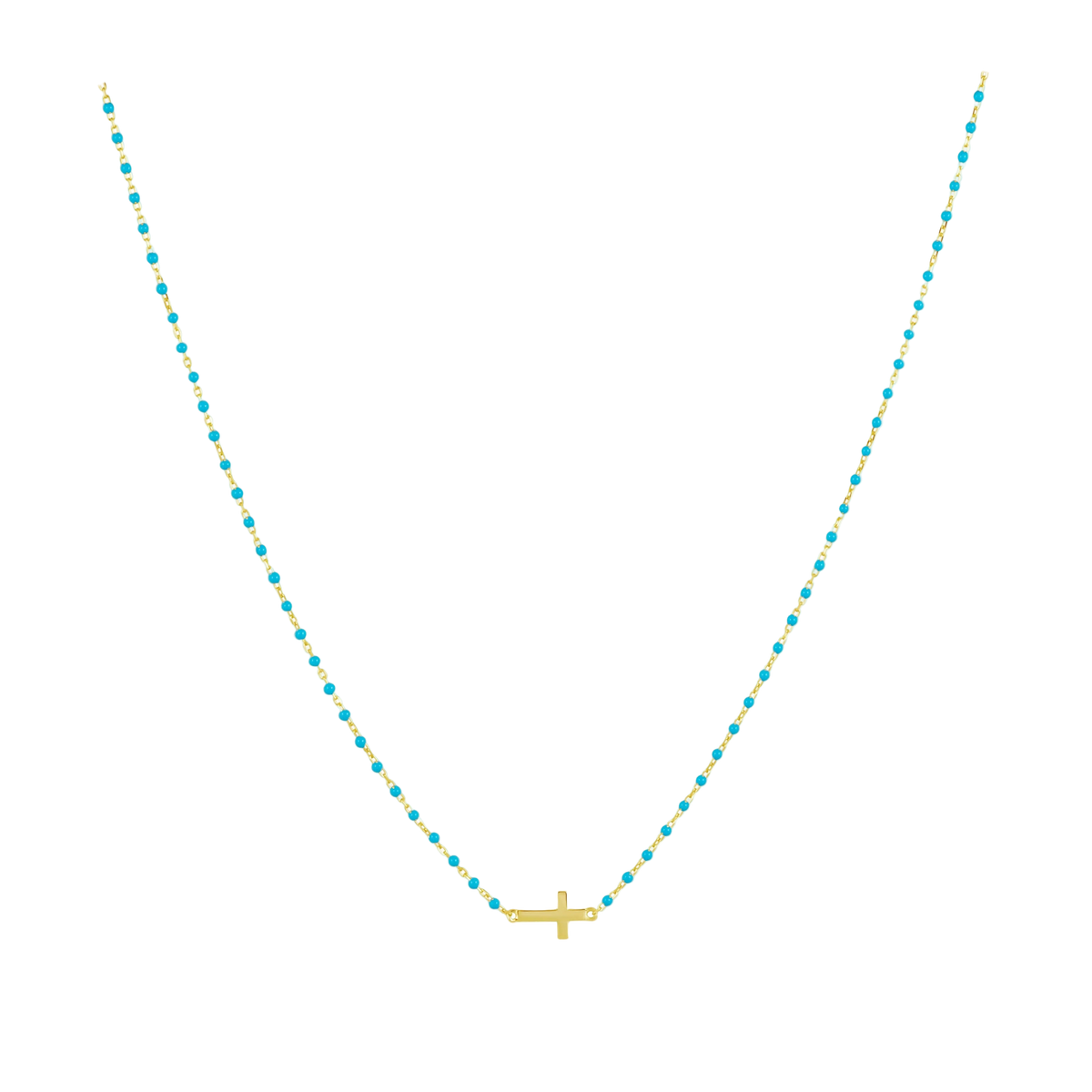 Elsa Side Cross Necklace Turquoise