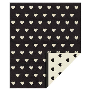 Cozy Blanket - Black + Ivory Heart