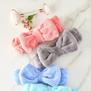 Plush Bow Spa Headband - Gray