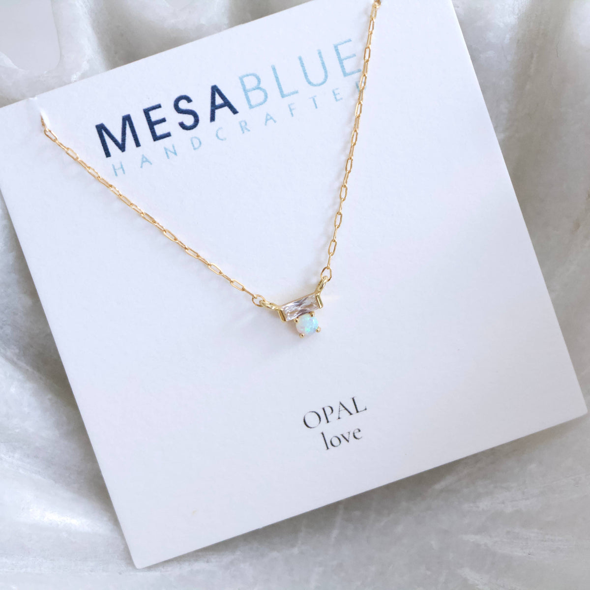 Mini CZ Opal Necklace - Gold Filled 