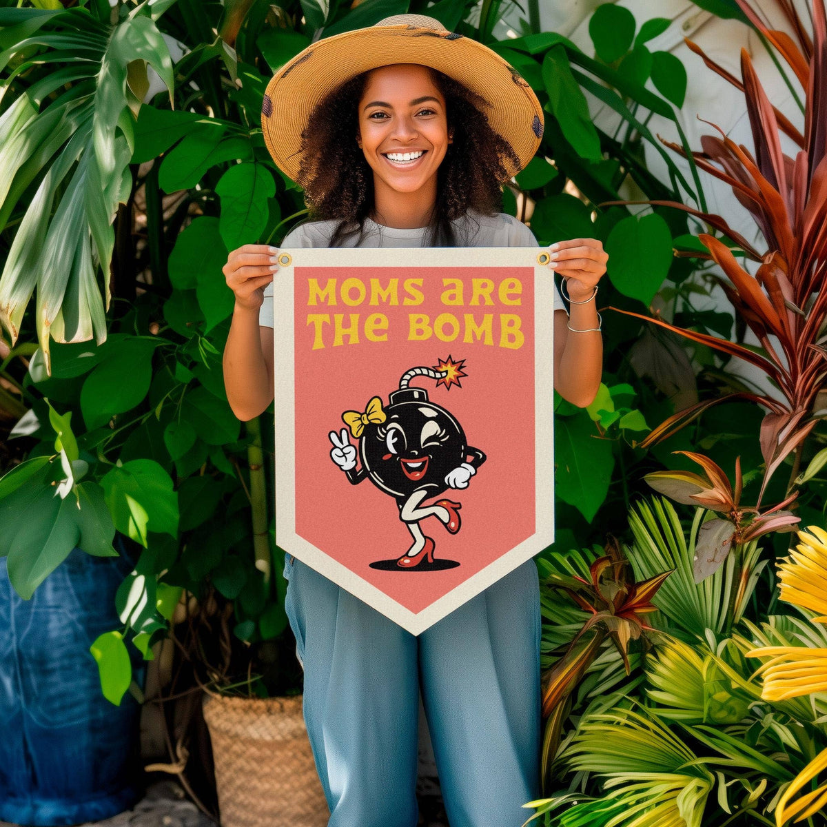 Moms Are The Bomb Felt Camp Flag