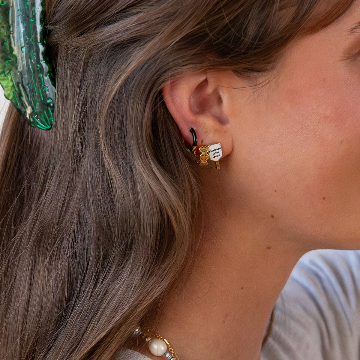 Two Tone Reversible Enamel Huggie Hoop Earrings