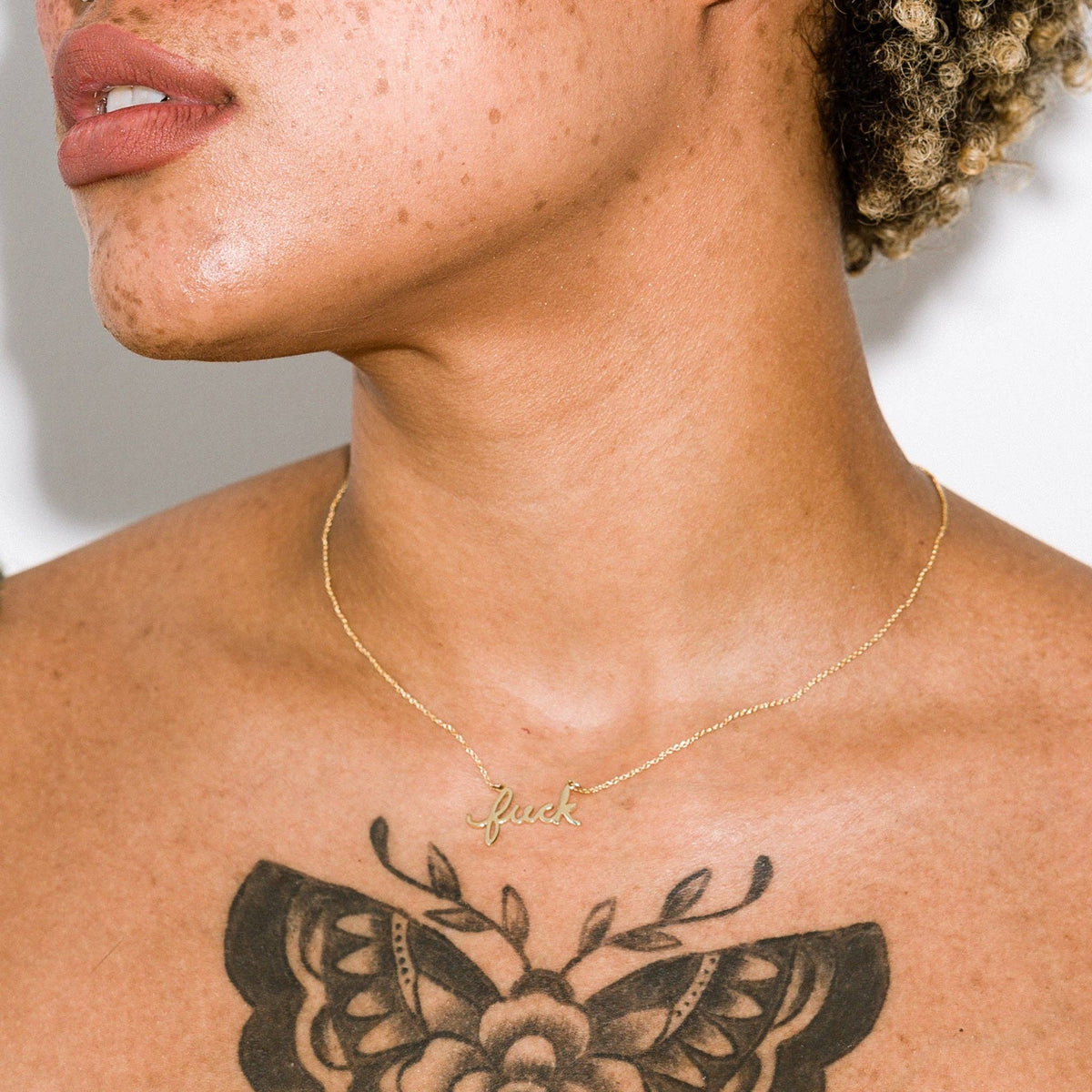 Fuck Script Necklace - 14K Gold Plated or Sterling Silver