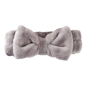 Plush Bow Spa Headband - Gray