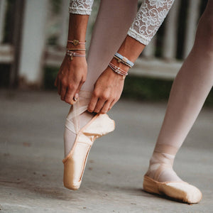 K'lani "Relevé" Pink Floral with Ballet Slipper Hair Tie Bracelets