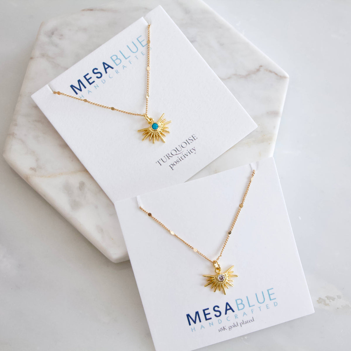 CZ or Turquoise Starburst Necklace