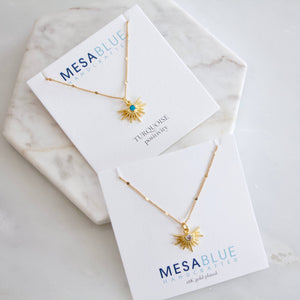 CZ or Turquoise Starburst Necklace