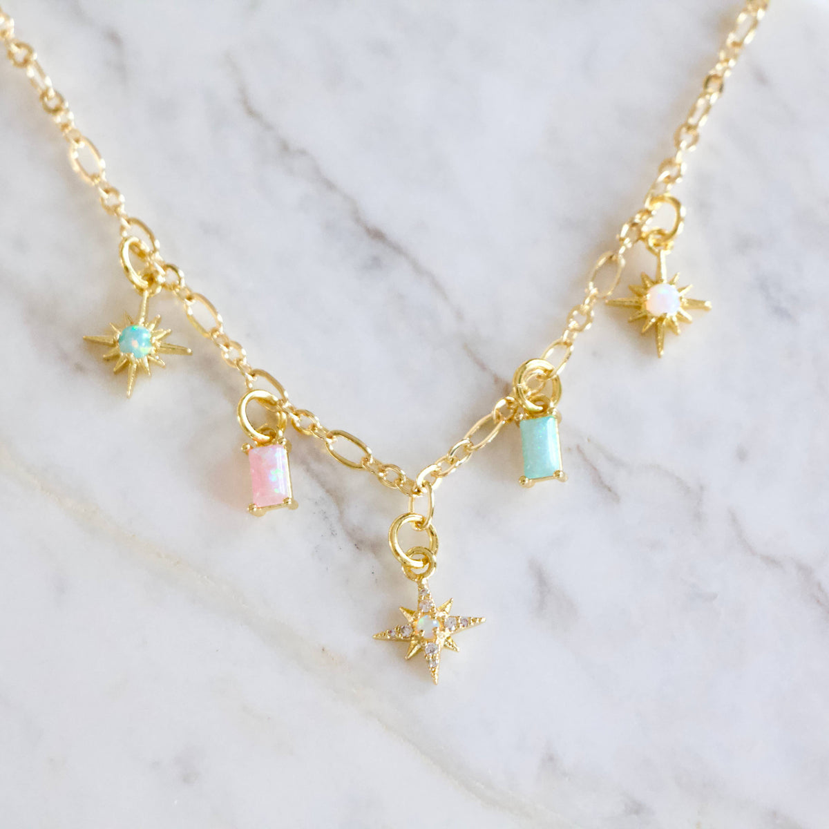 Opal Star Charm Necklace