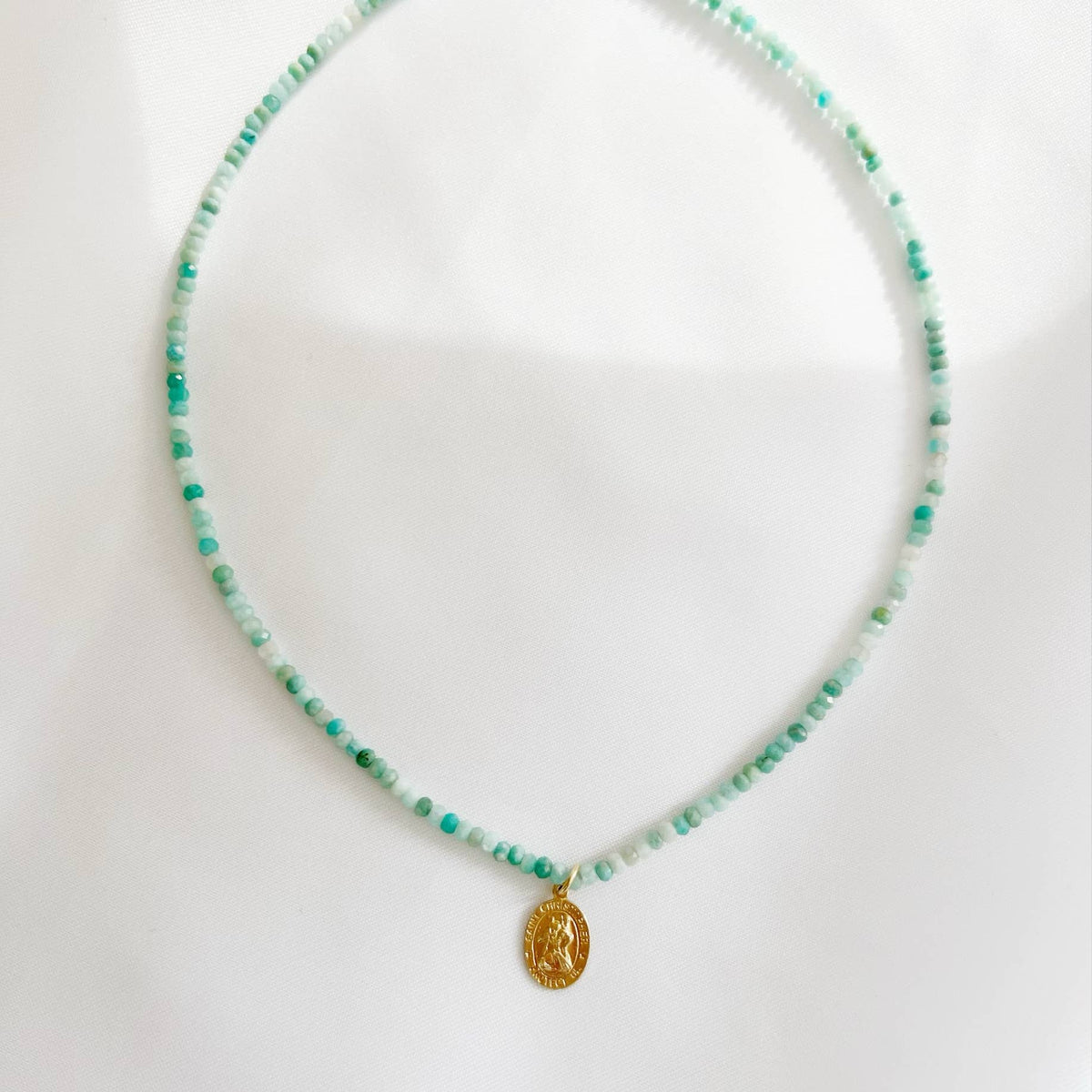 Roam Saint Christopher Beaded Choker Necklace Gold Filled