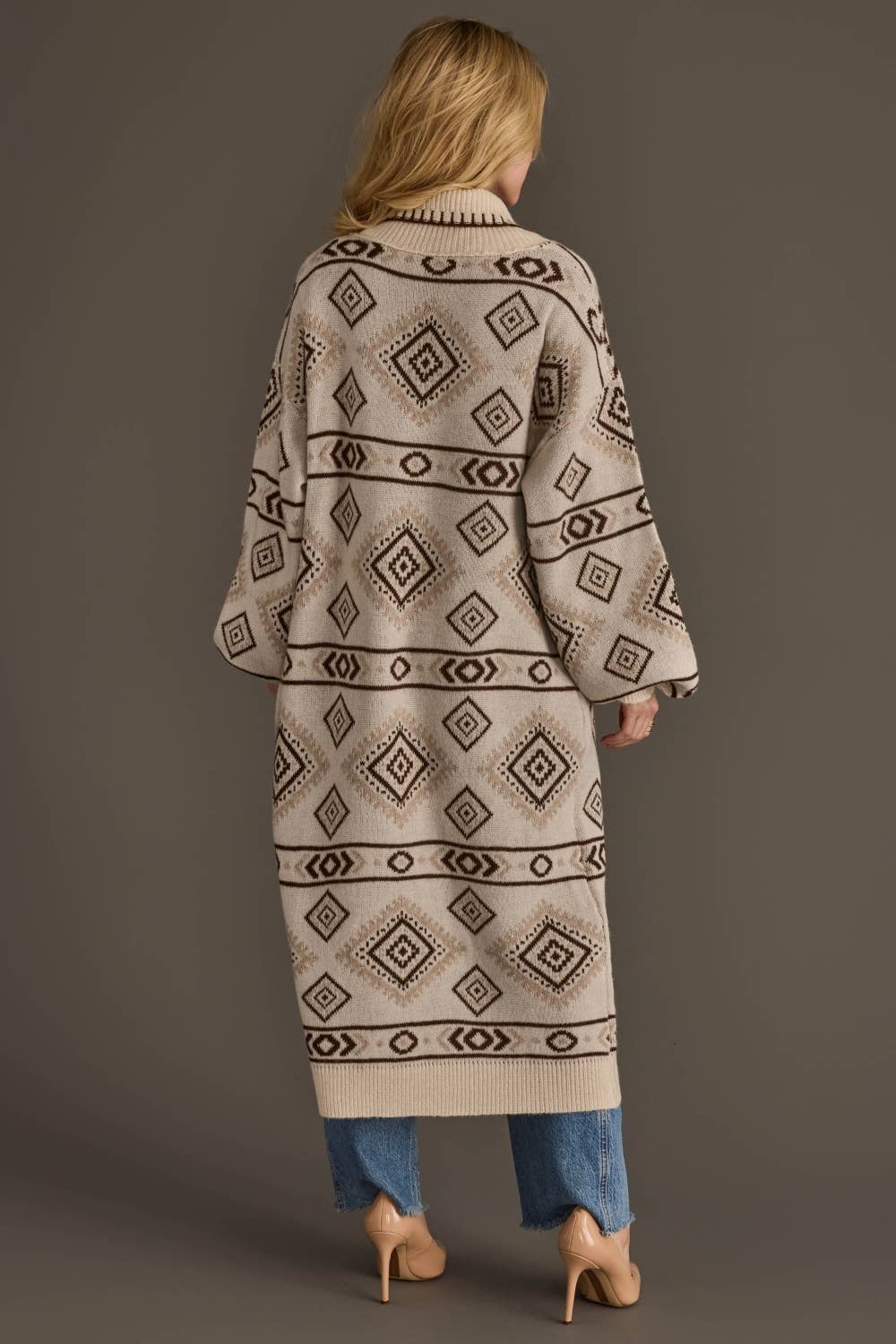 Cream &amp; Brown Western Cardigan