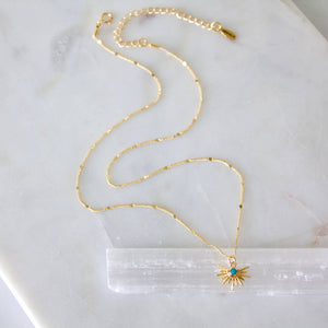 CZ or Turquoise Starburst Necklace
