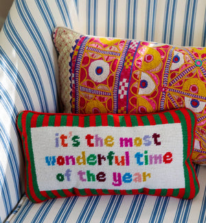 Most Wonderful Time of the Year Needlepoint Pillow