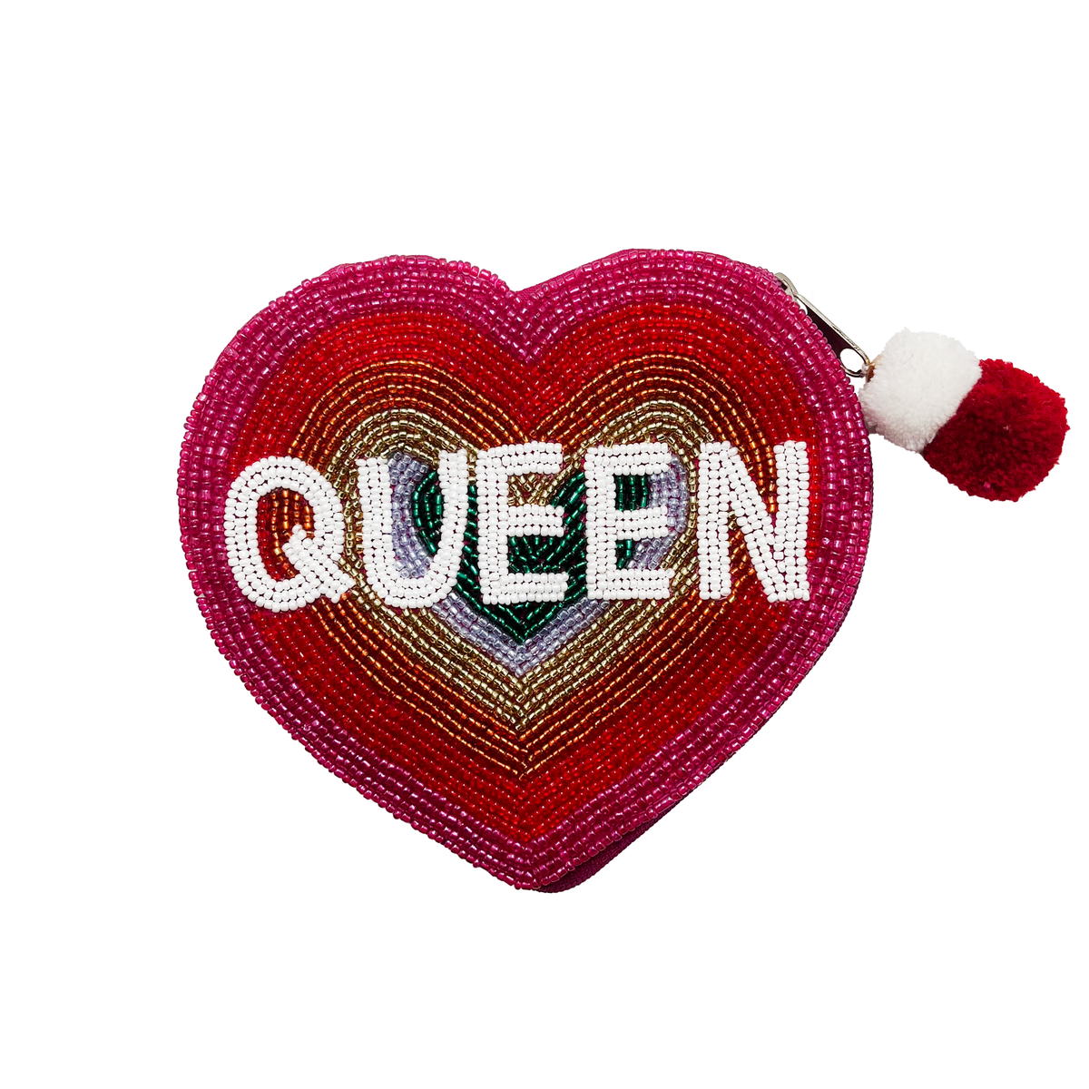 QUEEN OF HEARTS BEADED COIN POUCH