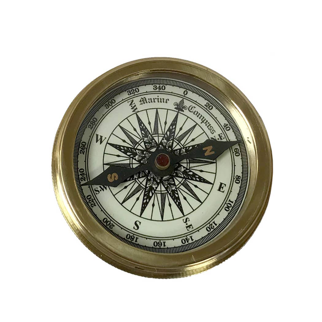 2-1/4&quot; Solid Polished Brass Pocket Compass with Screw-On Lid