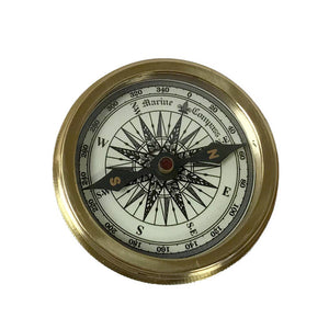 2-1/4" Solid Polished Brass Pocket Compass with Screw-On Lid