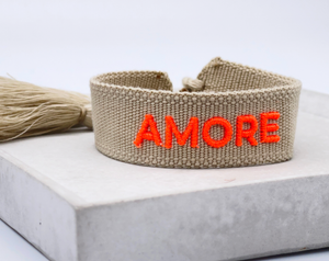 AMORE statement bracelet woven, embroidered