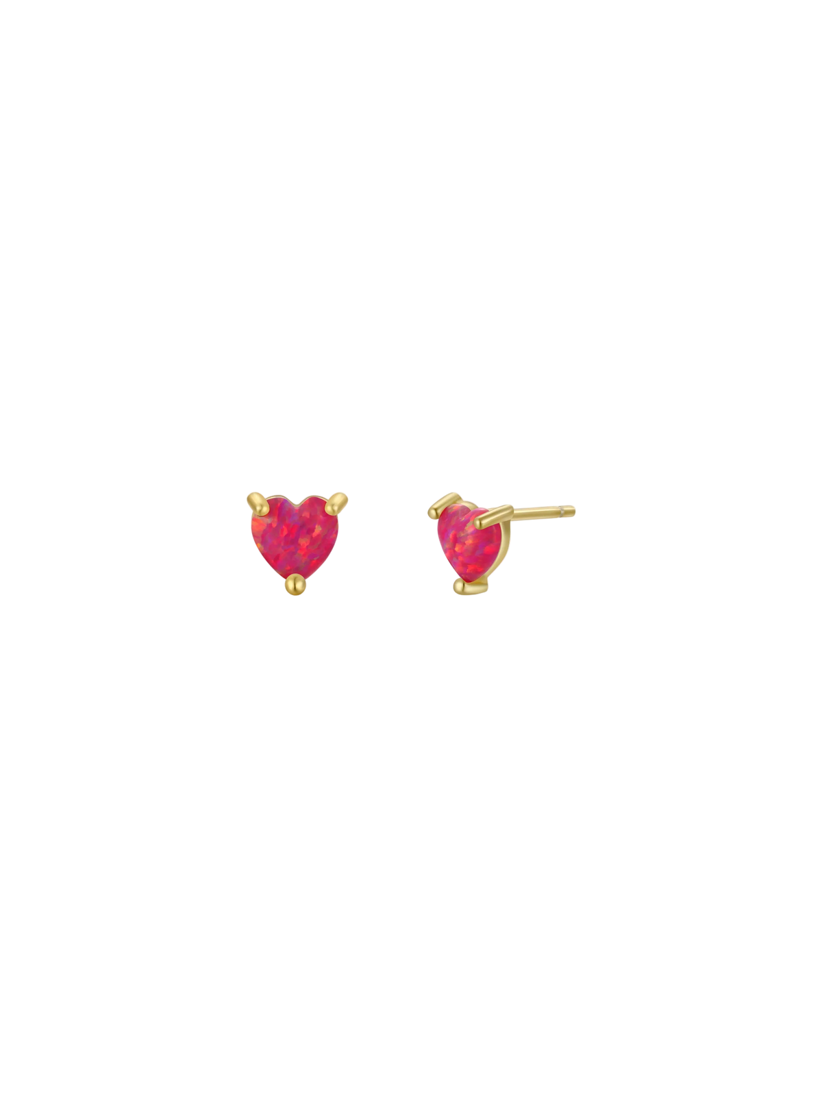 Puffed Pink Opal Heart Earrings