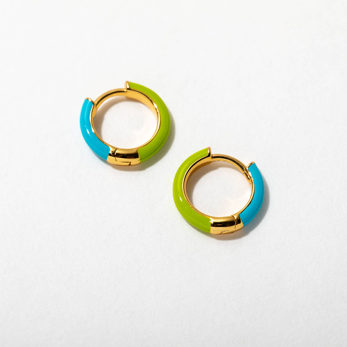 Two Tone Reversible Enamel Huggie Hoop Earrings