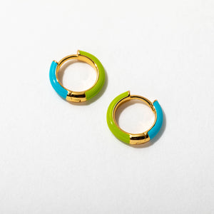 Two Tone Reversible Enamel Huggie Hoop Earrings