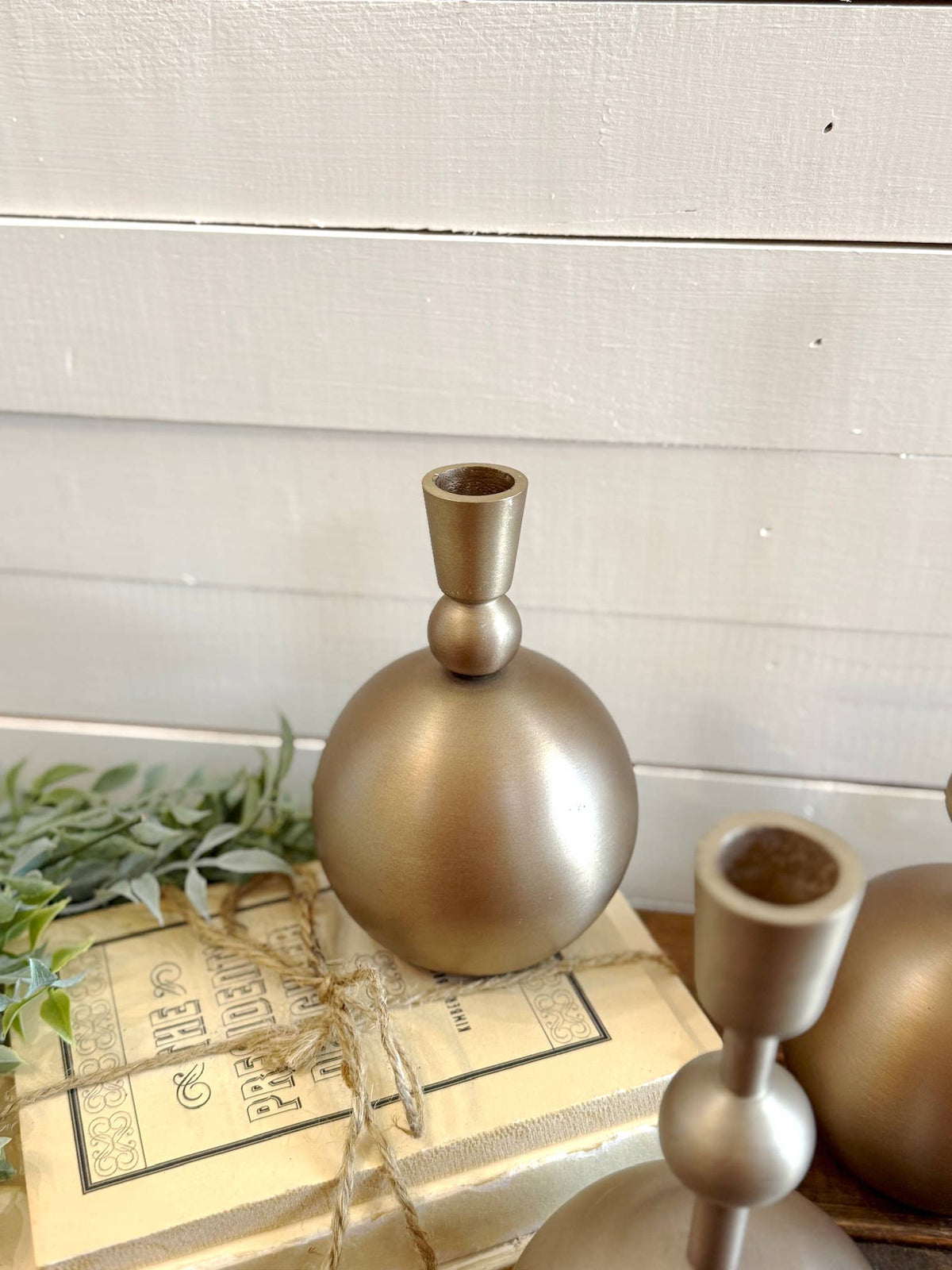 Small Stacked Orb Taper Candle Holder