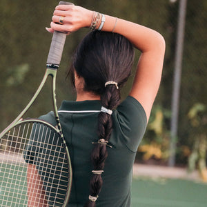 K'lani "Ace" Green and Gold Tennis Racket Charm Hair Tie Bracelets