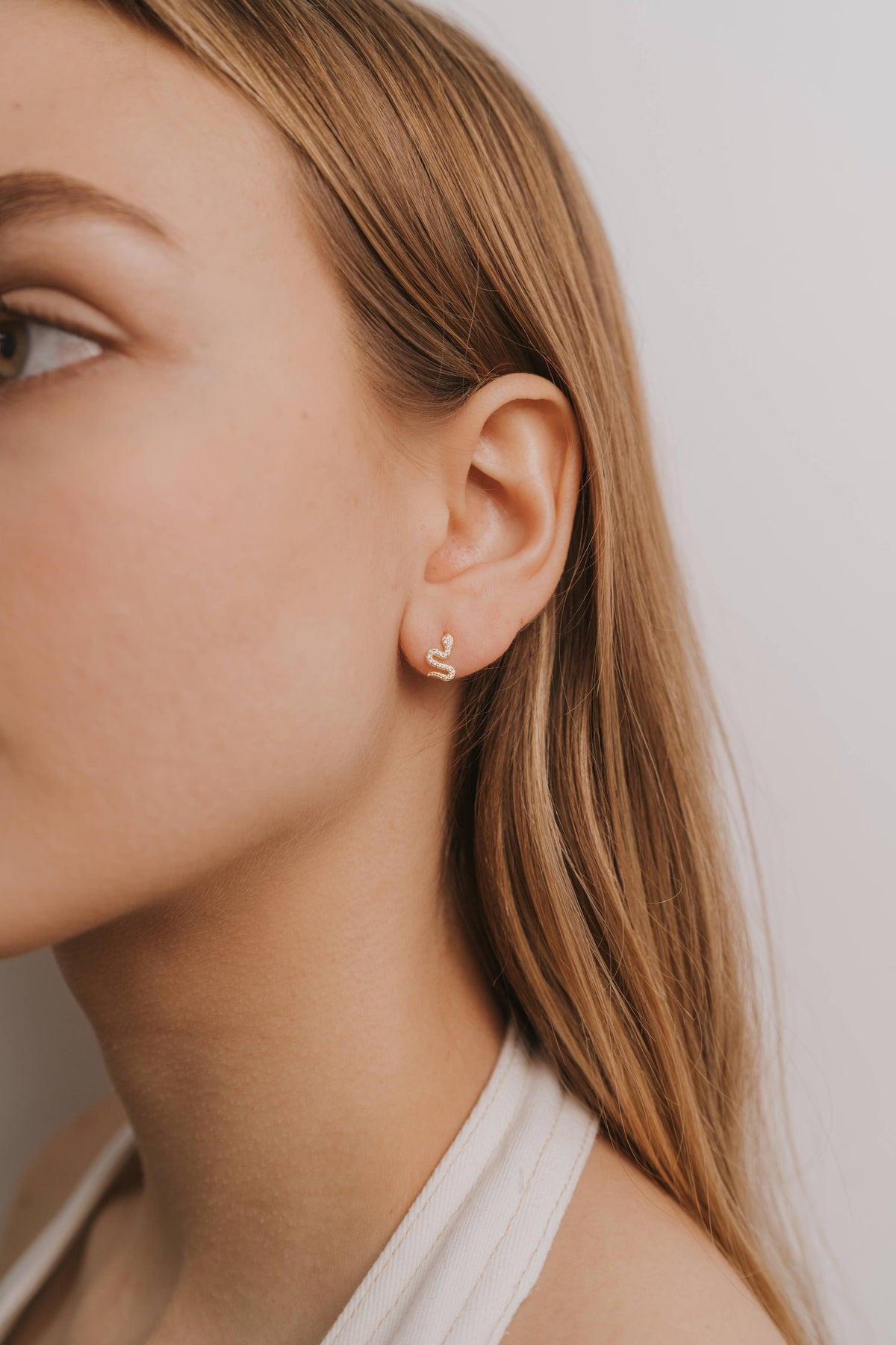 Pave Stud - Snake - Gold Earrings
