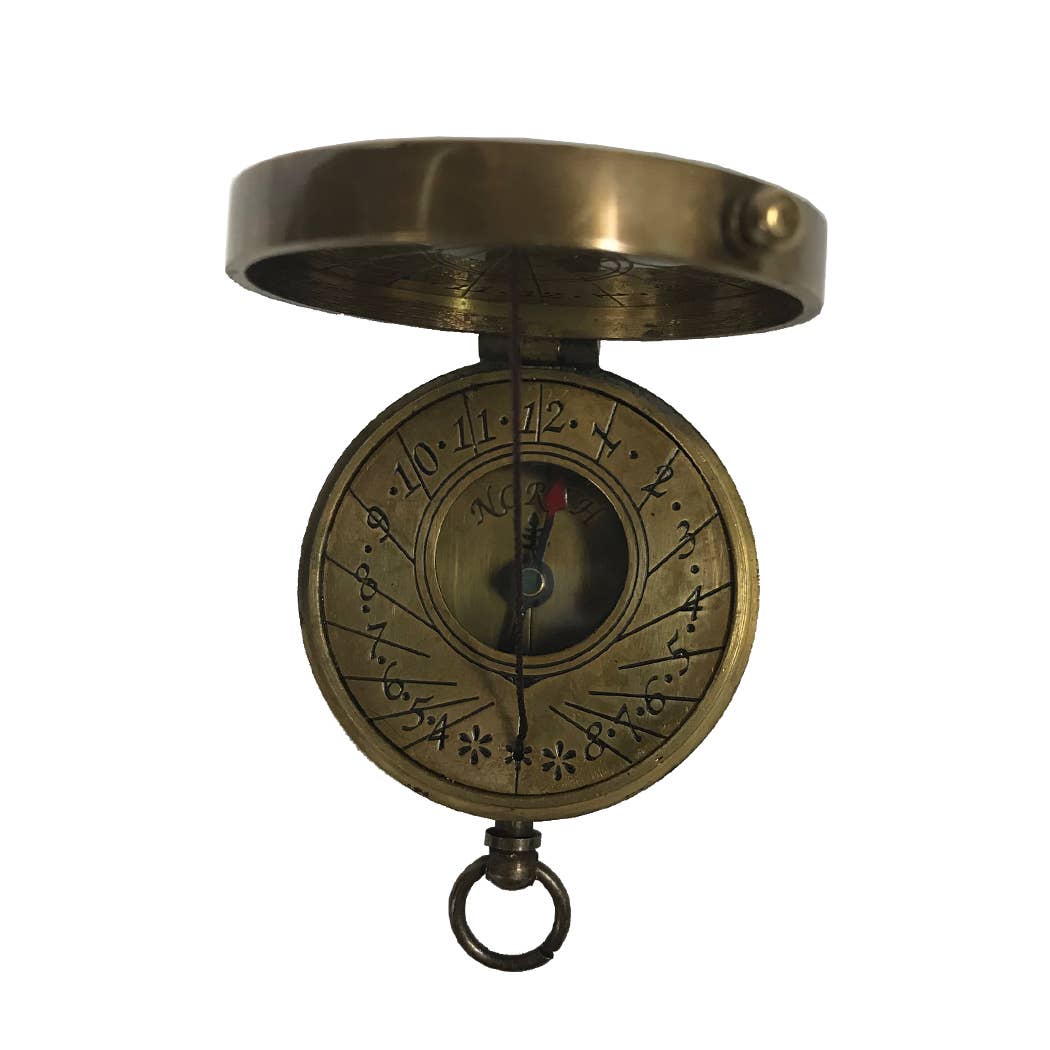 1-3/4&quot; Antiqued Solid Brass Sundial Compass