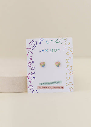 Heart Enamel Flat Back Kids Earrings