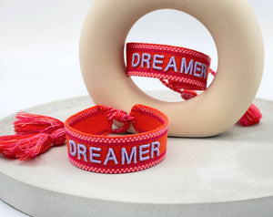 DREAMER statement bracelet woven, embroidered