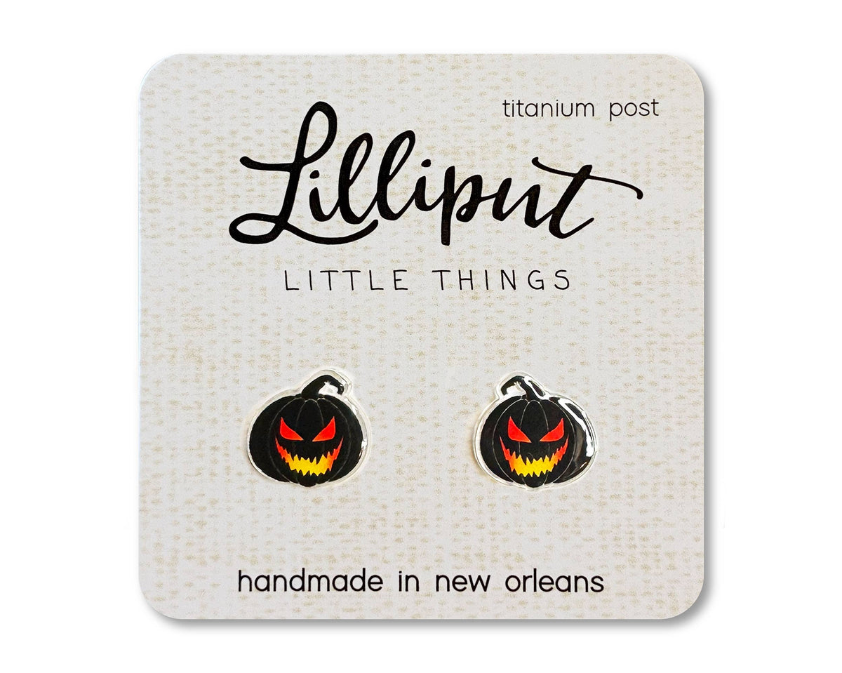 Spooky Jack O&#39; Lantern Earrings // Halloween Earrings