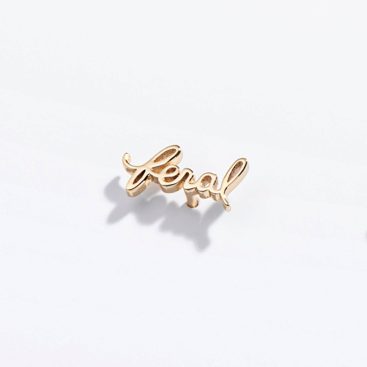 14k Gold Plate Feral Script Studs