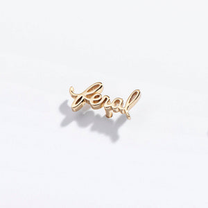 14k Gold Plate Feral Script Studs