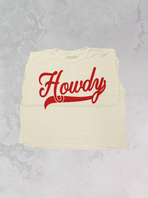 Howdy, Western Boxy Cropped Muscle Tank