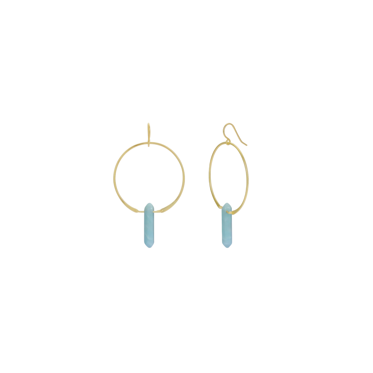 Hoops - Amazonite - Gold Earrings
