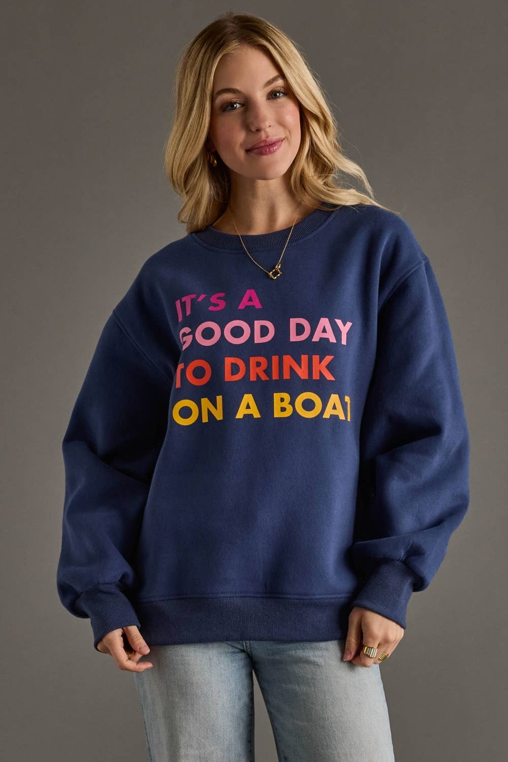 Dark Blue Drink On A Boat Sweatshirt