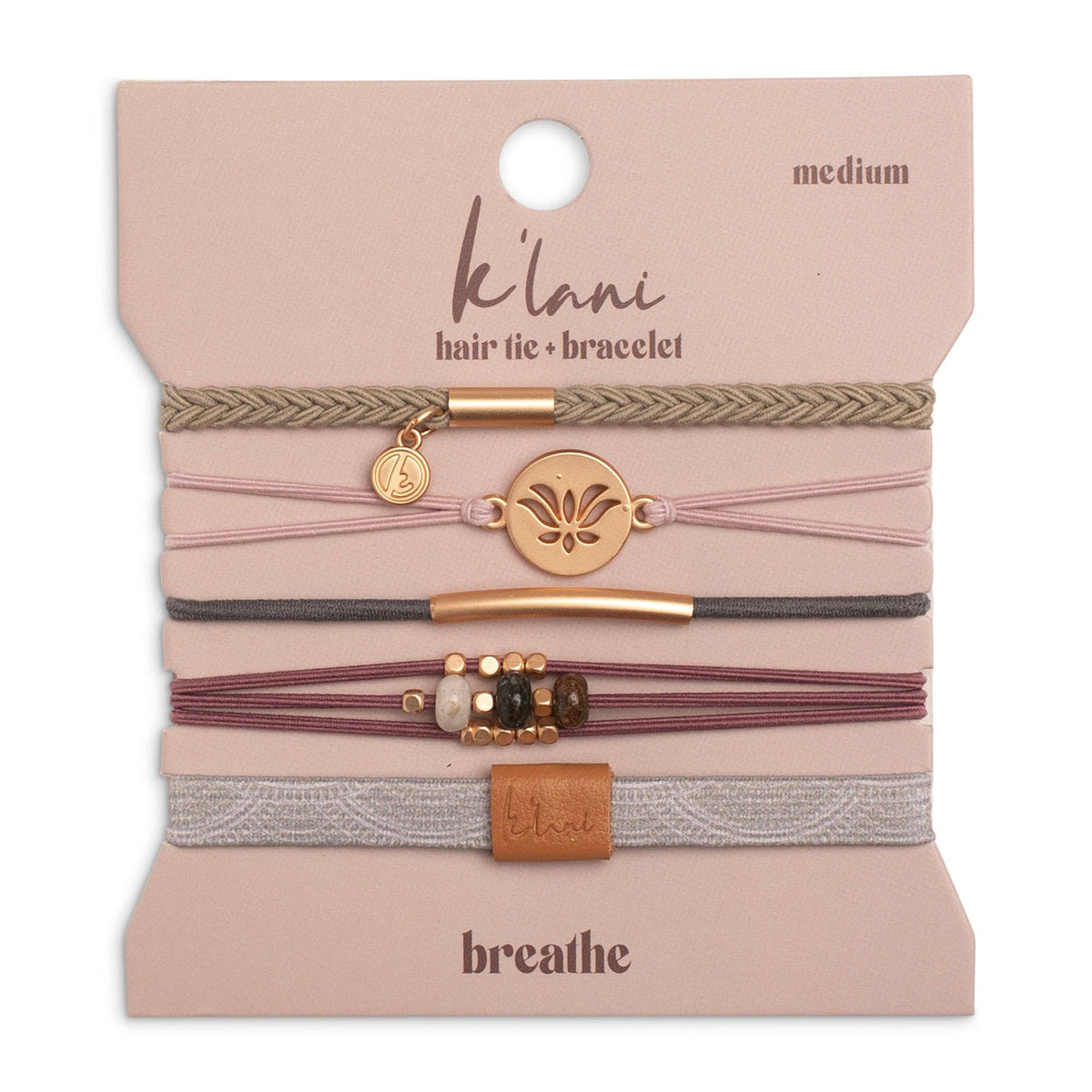 K'lani "Breathe" Lotus Flower Earthy Tones Hair Tie Bracelets