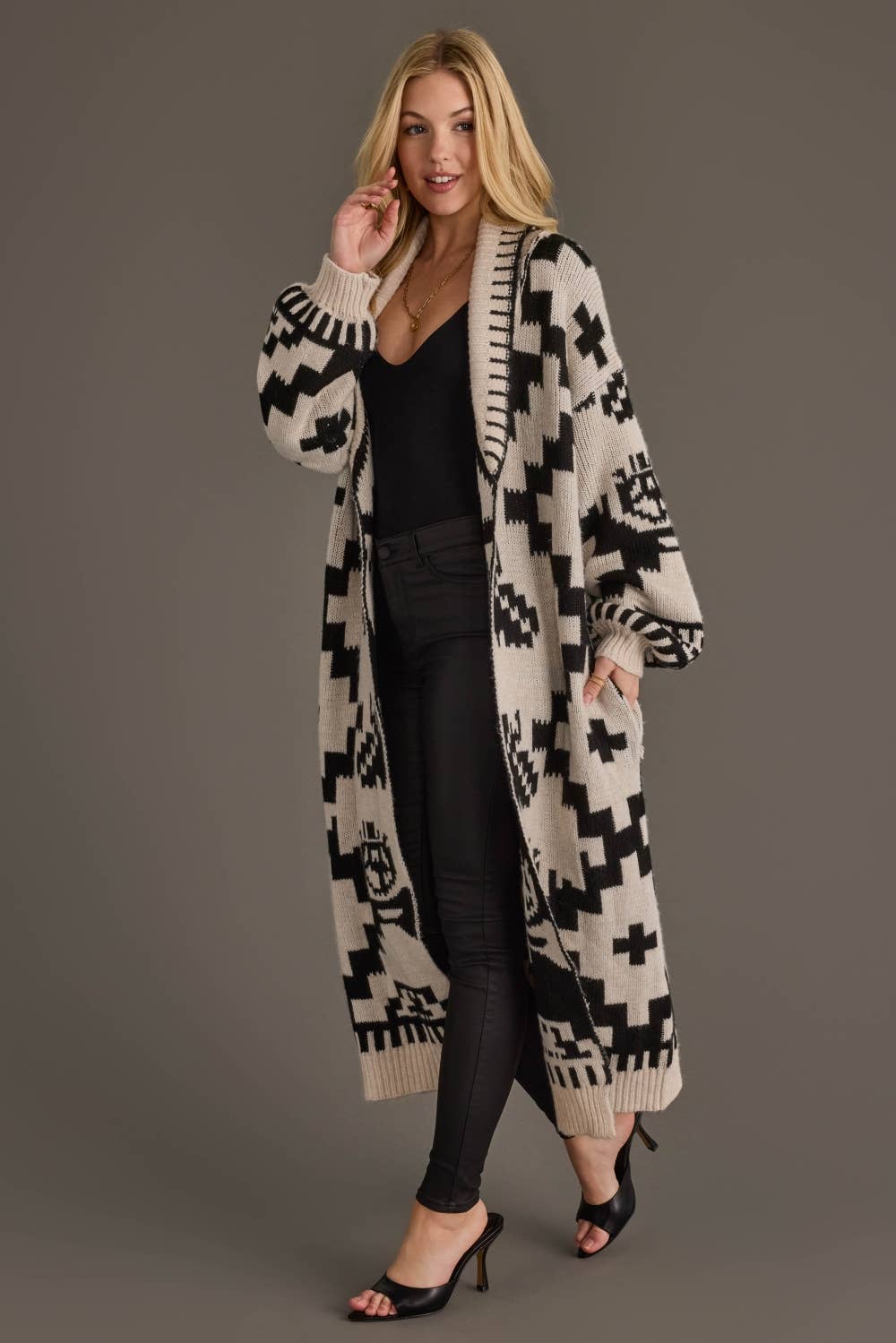 Cream &amp; Black Western Cardigan