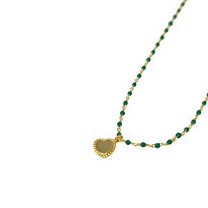 Elsa Mini Heart Necklace Green