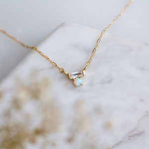 Mini CZ Opal Necklace - Gold Filled 