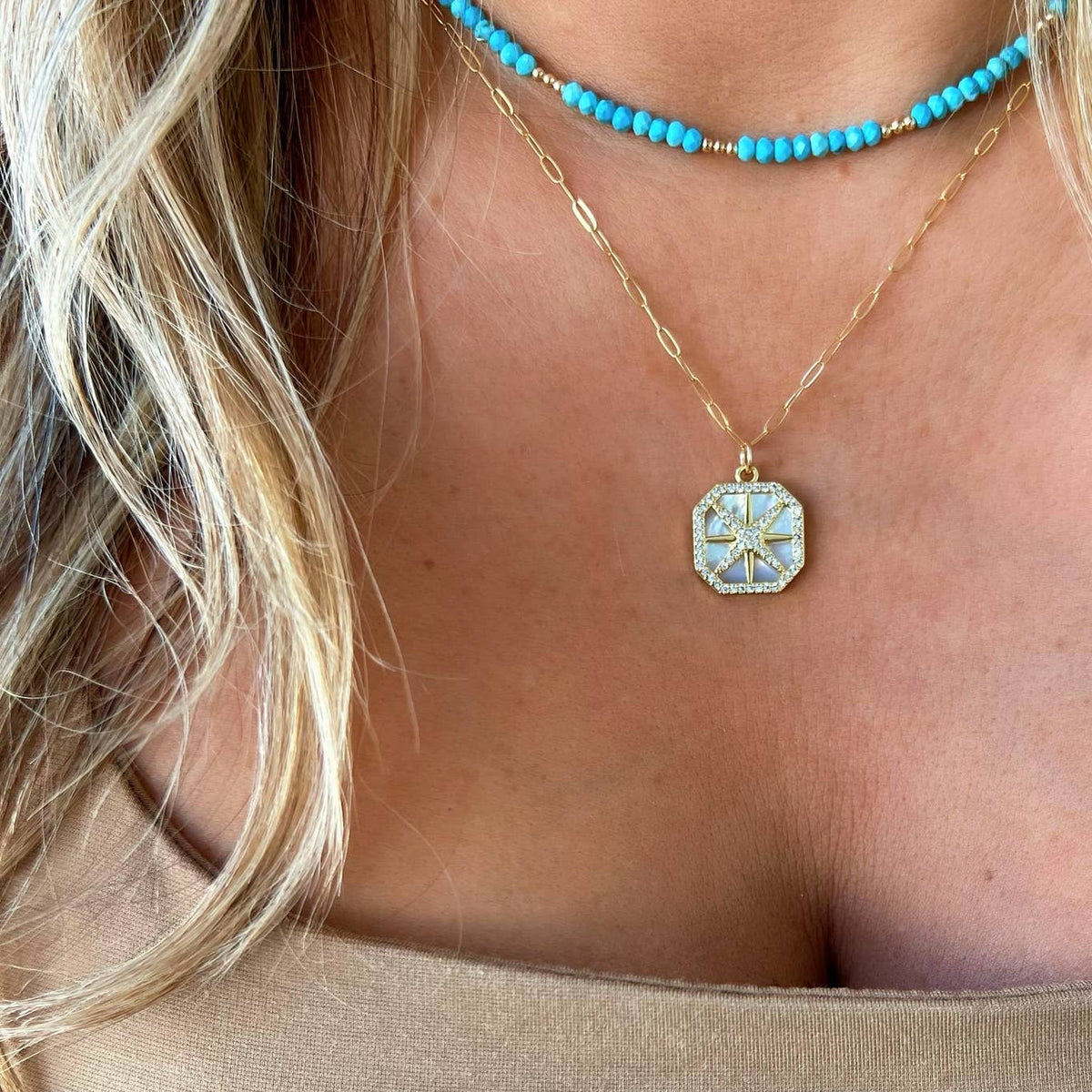 Free Spirit Turquoise Beaded Necklace Gold Filled