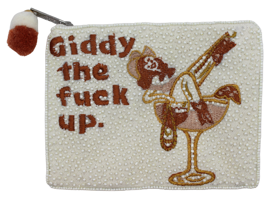 Giddy The Fuck Up Beaded Coin Pouch