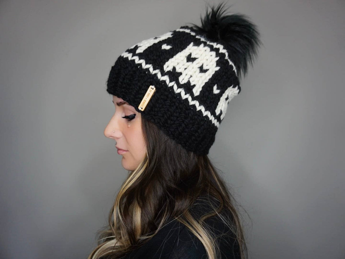 The Ghost Beanie - Halloween, knit hat, handmade, warm, pom