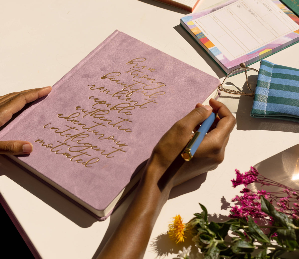 Jumbo Vegan Suede Journal - Affirmations