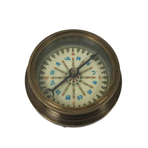 2-1/4" Antiqued Solid Brass Compass With 100-Year Calendar