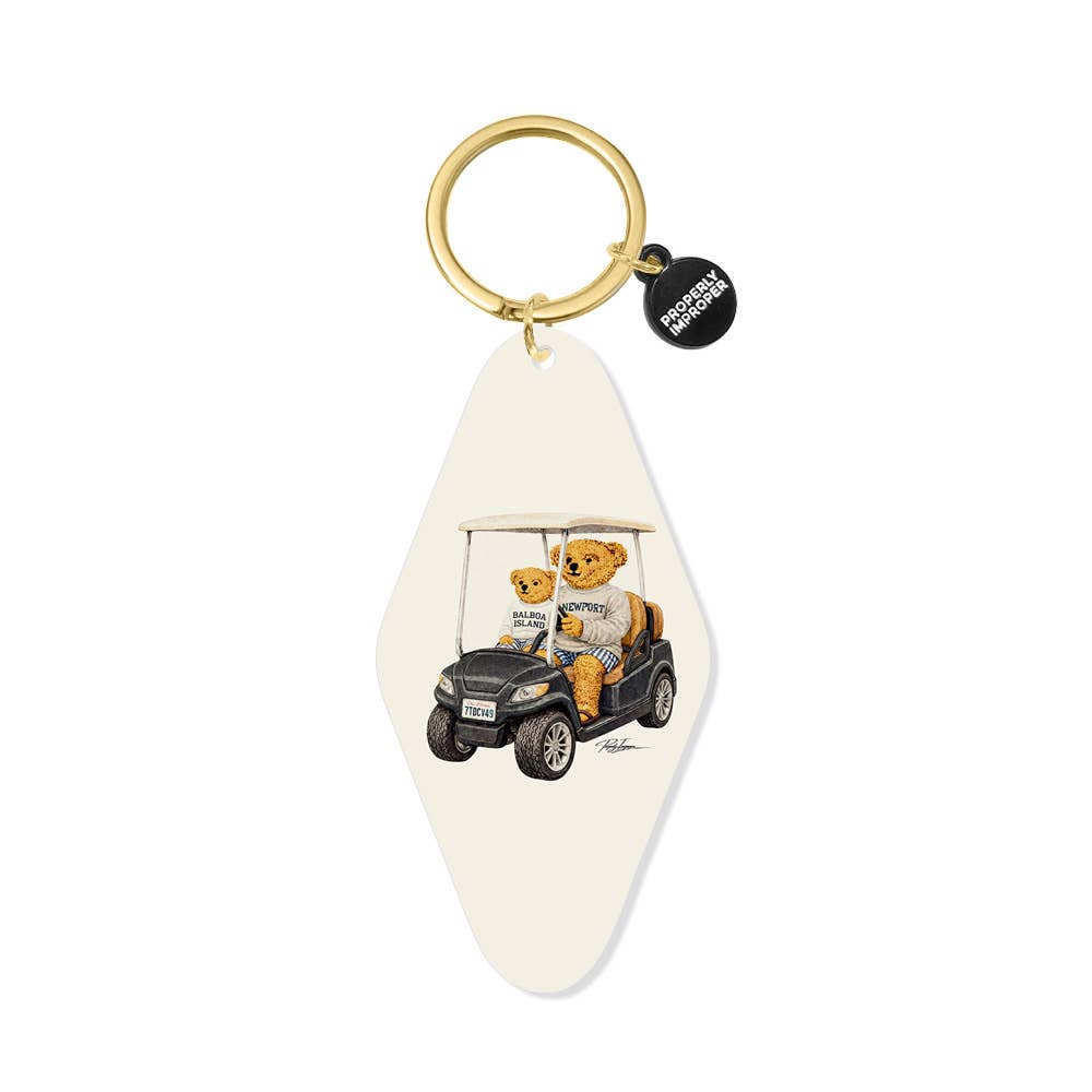 Printed Keychain Papa and Child Golf Cart