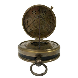 1-3/4" Antiqued Solid Brass Sundial Compass