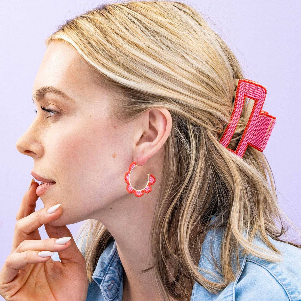 Lola Solid Color With Piped Edges Claw Pink Wholesale