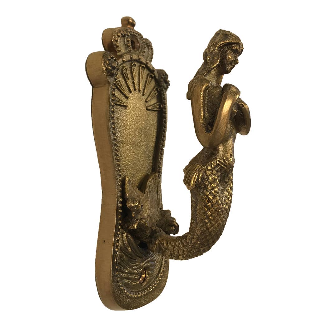 5&quot; Antiqued Brass Mermaid Coat Hanger- Antique Vintage Style