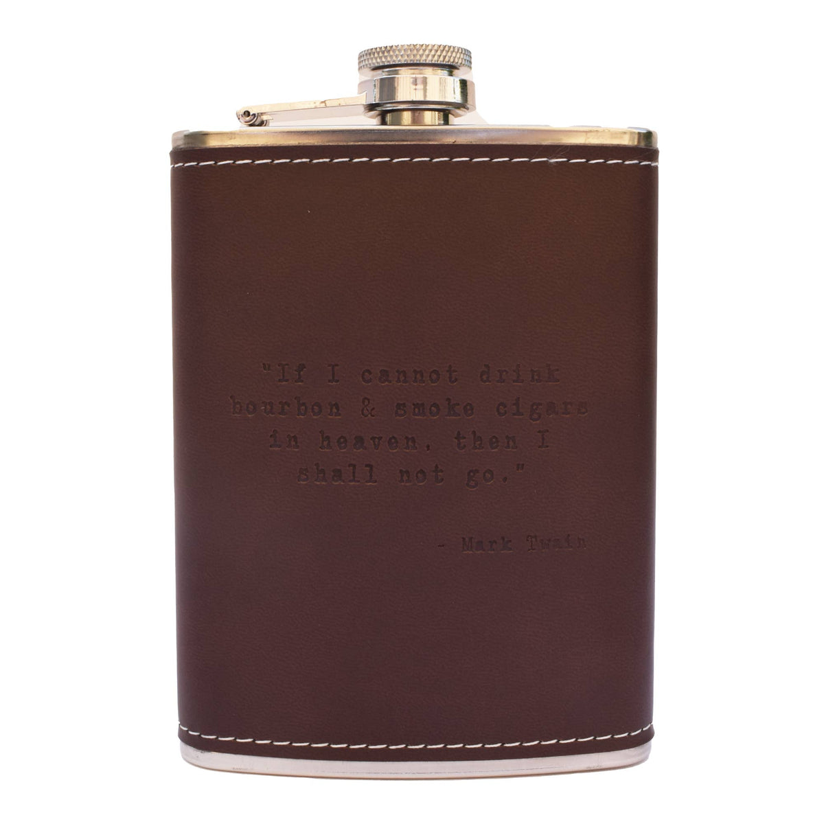 Mark Twain Quote Leather Flask